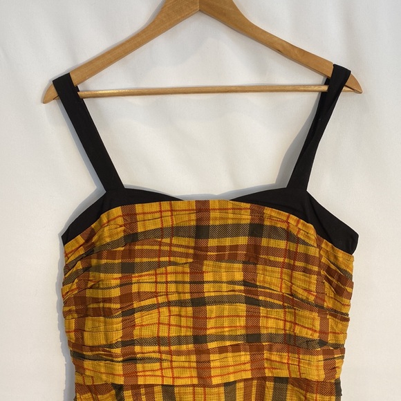 Let Me Be Plaid Mini Dress in Yellow and Red Plaid by Anthropologie size M NWT - Picture 5 of 14